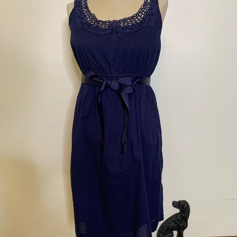 Motherhood Cotton Sleeveless Navy Swiss Dot Sz S
